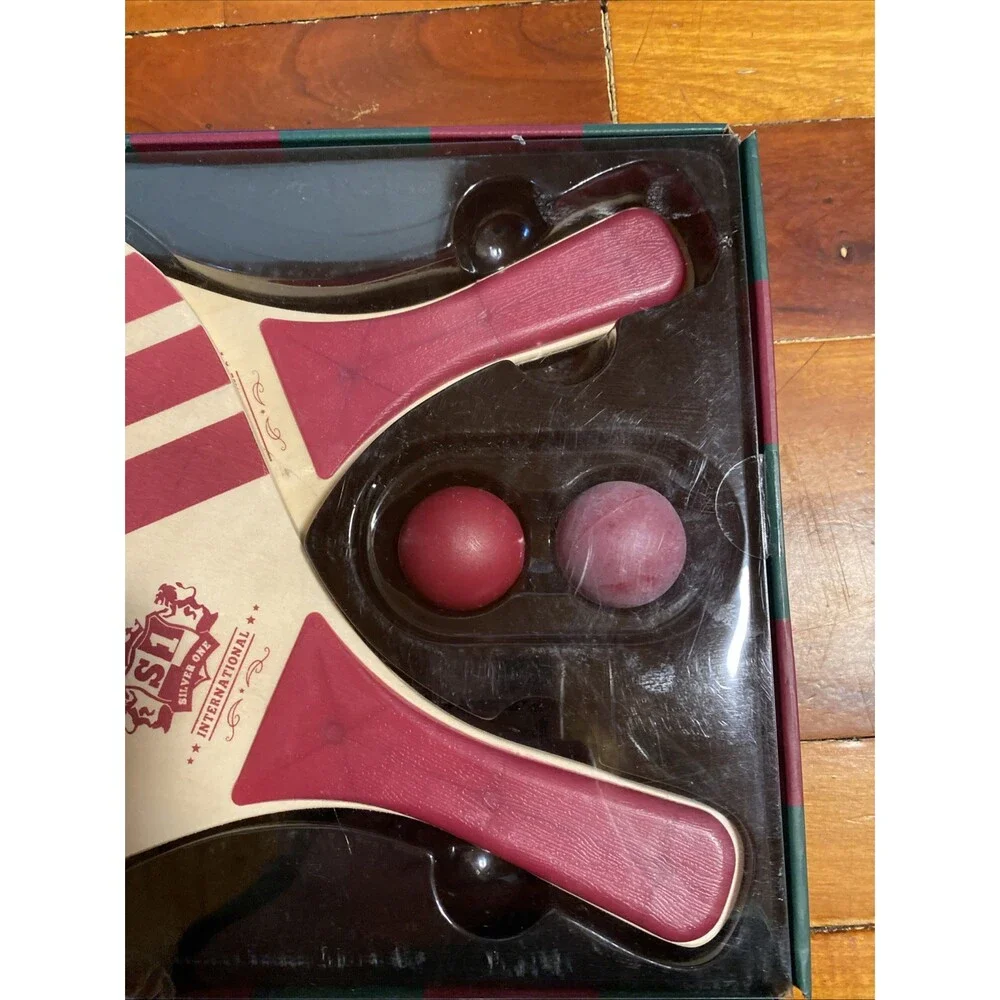Silver One International The Champions Club Court 2 Wood Paddles 2 Paddleballs